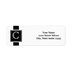 Étiquette Adresse de retour décorée d'un monogramme blanch
