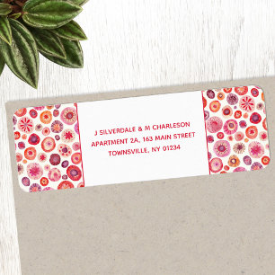 Étiquette Adresse de retour des cercles d'aquarelle rose Abs