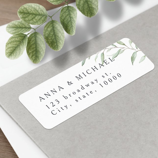 Étiquette Adresse de retour des mariages rustiques de verdur (Minimal greenery rustic wedding return address label)