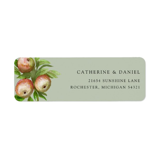Étiquette adresse de retour des pommes aquarelle (Devant)