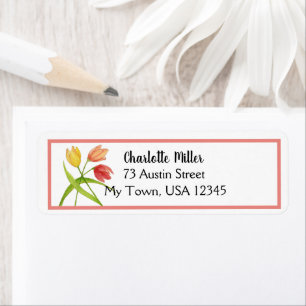 Étiquette Adresse de retour des Tulipes aquarelles