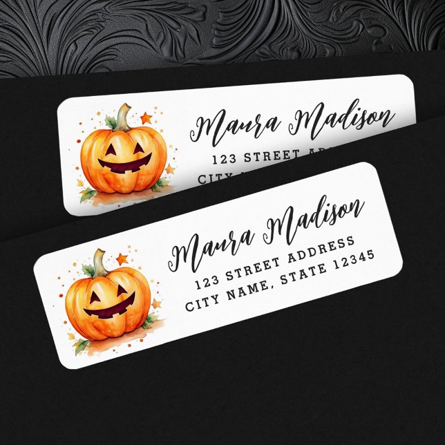 Étiquette Adresse de retour d'Halloween Jack-o'-lantern mign (Cute Jack o lantern Halloween return address Label)