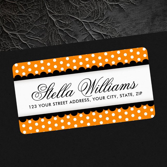 Étiquette Adresse de retour d'Halloween orange et noir (Halloween orange and black return address label)