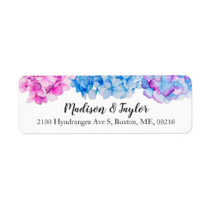Étiquette Adresse de retour d'hortensia floral élégant