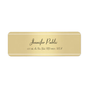 Étiquette Adresse de retour d'or simple de modèle de