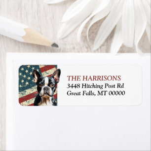 Étiquette Adresse de retour Drapeau USA Grunge Terrier de Bo