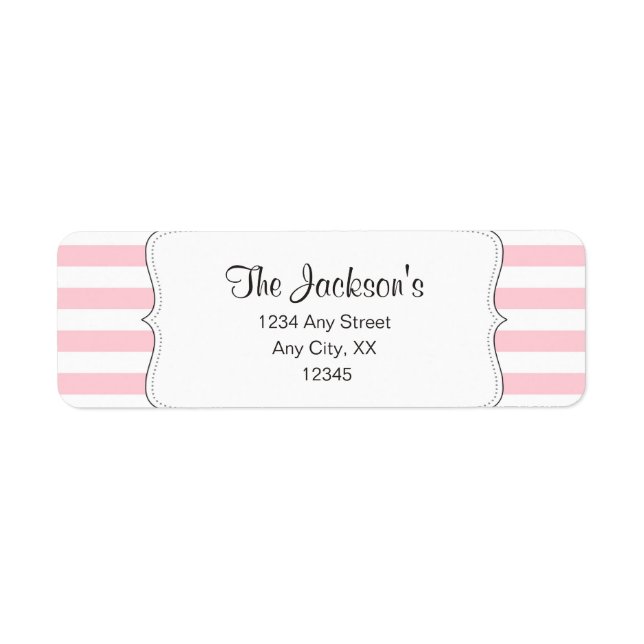 Étiquette Adresse de retour du baby shower à bande rose (Devant)