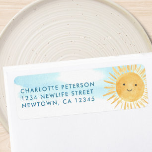 Étiquette Adresse de retour du Baby shower Sun