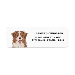 Étiquette adresse de retour du berger australien aussie dog