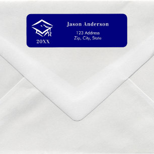 Étiquette Adresse de retour du capuchon blanc bleu marine