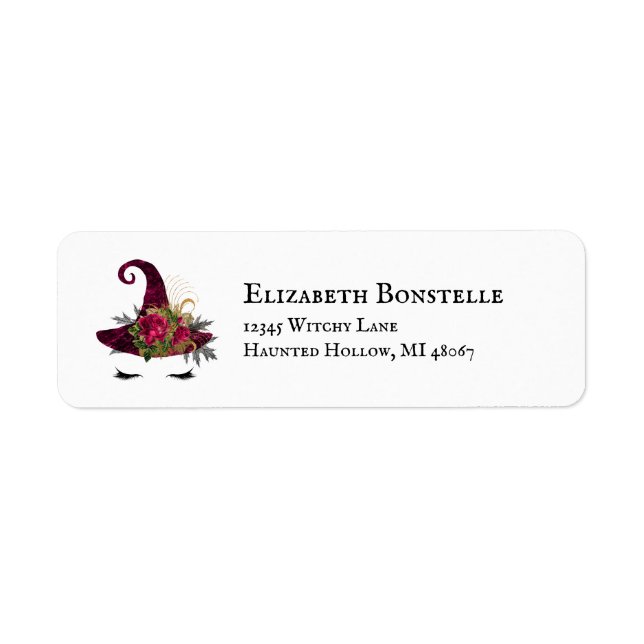 Étiquette Adresse de retour du Casquette de la sorcière roug (Devant)