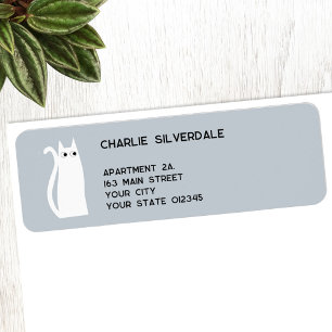 Étiquette Adresse de retour du chat blanc