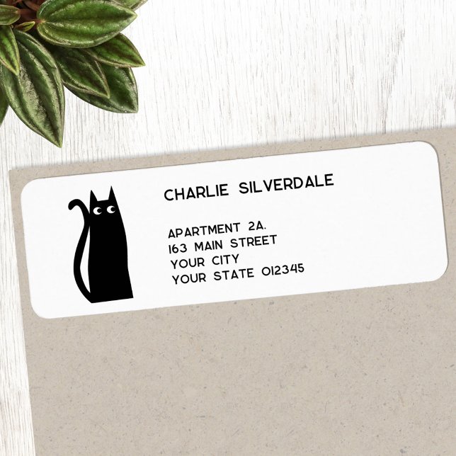 Étiquette Adresse de retour du chat noir (Créateur téléchargé)