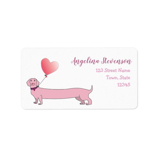 Étiquette Adresse de retour du chien de Dachshund rose (Devant)