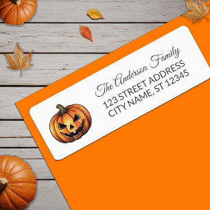 Étiquette Adresse de retour du Citrouille Halloween éffrayan