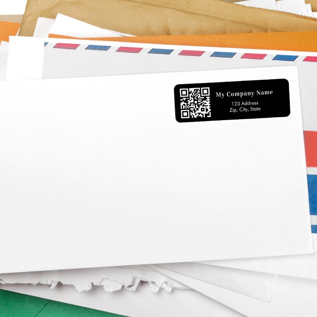 Étiquette Adresse de retour du code qr de l'entreprise blanc (Créateur téléchargé)