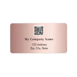Étiquette Adresse de retour du code qr d'entreprise or rose