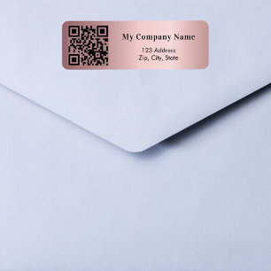 Étiquette Adresse de retour du code qr d'entreprise rose