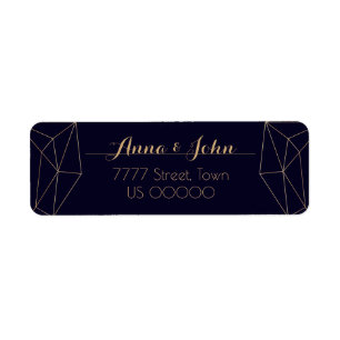Étiquette Adresse de retour du coeur géométrique Marine Gold