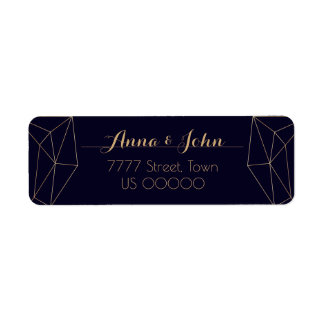 Étiquette Adresse de retour du coeur géométrique Marine Gold
