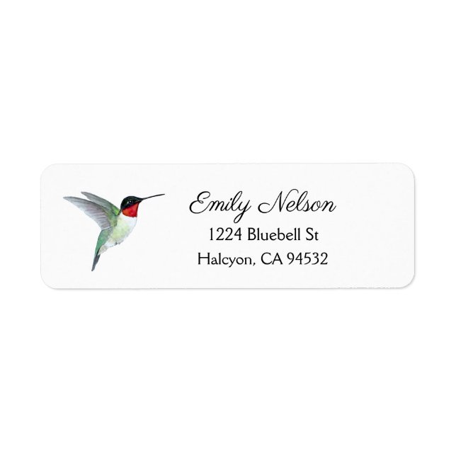 Étiquette Adresse de retour du colibri à gorge rubis (Devant)