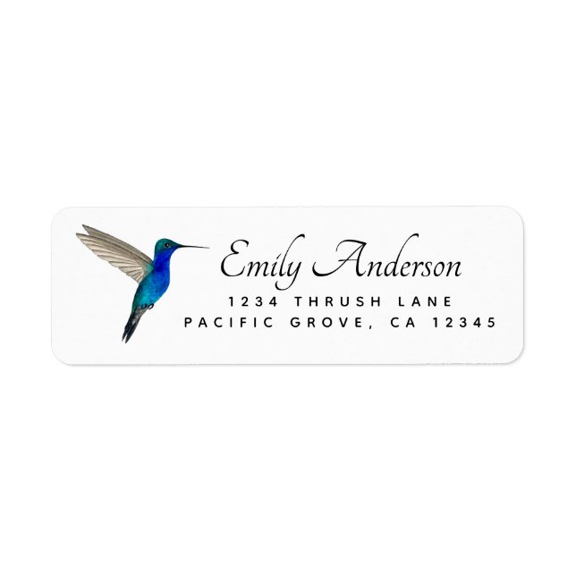 Étiquette Adresse de retour du colibri à ventre saphir (Devant)