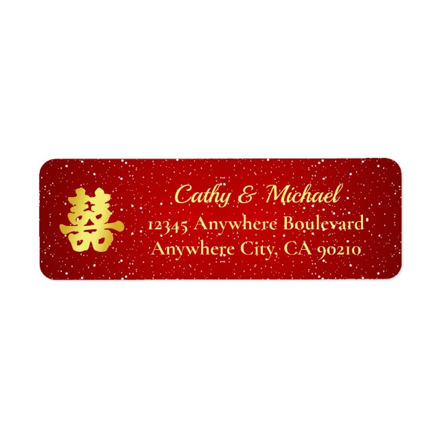 Étiquette Adresse de retour du flocon de neige mariage rouge (Devant)