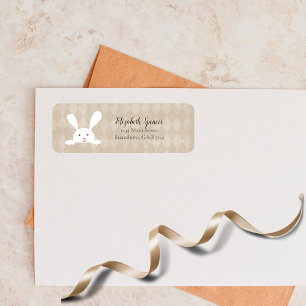 Étiquette Adresse de retour du lapin blanc mignon Tan