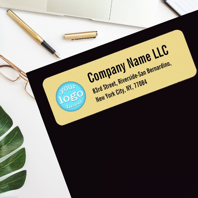 Étiquette Adresse de retour du logo commercial de la société (Faux Gold Company Business Logo Return Address Label)