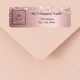 Étiquette Adresse de retour du logo de l'entreprise rose pâl