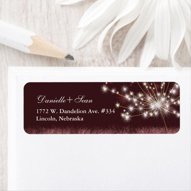 Étiquette Adresse de retour du Mariage Dandelion Twilight (En situation)
