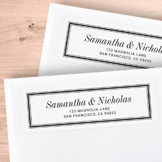 Étiquette Adresse de retour du Mariage de cadre simple class