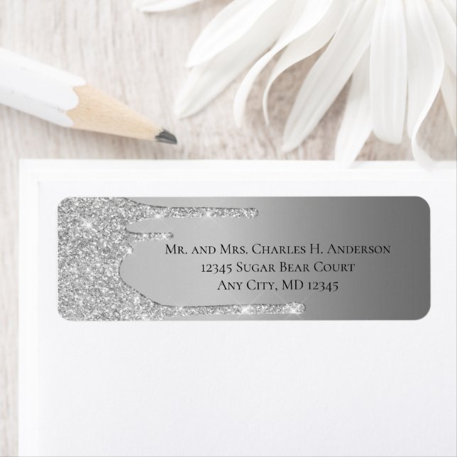 Étiquette Adresse de retour du Mariage de Parties scintillan (En situation)