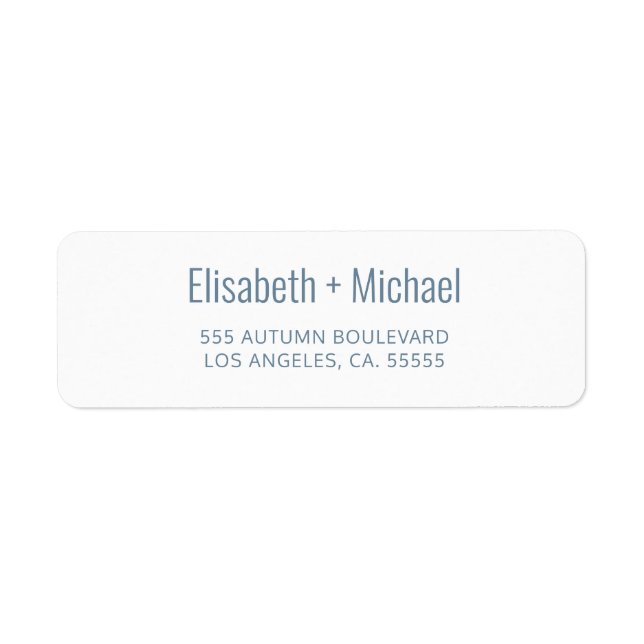 Étiquette Adresse de retour du mariage de script bleu poussi (Devant)