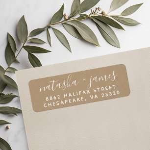 Étiquette Adresse de retour du Mariage de script stylé Faux