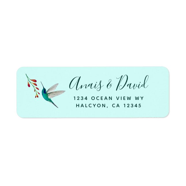 Étiquette Adresse de retour du Mariage d'été de colibri Labe (Devant)
