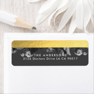 Étiquette Adresse de retour du Mariage du Bouquet Black Gold
