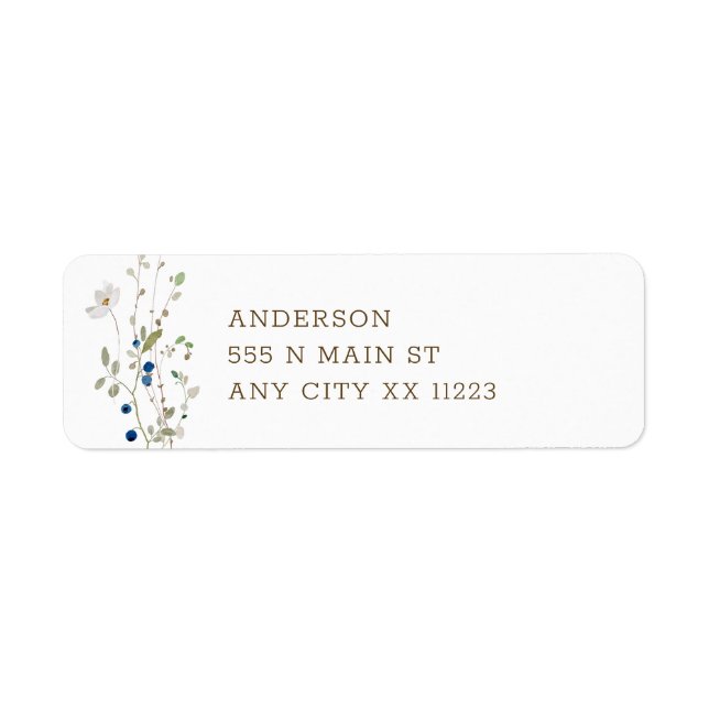 Étiquette Adresse de retour du mariage Fleur sauvage Petite (Devant)