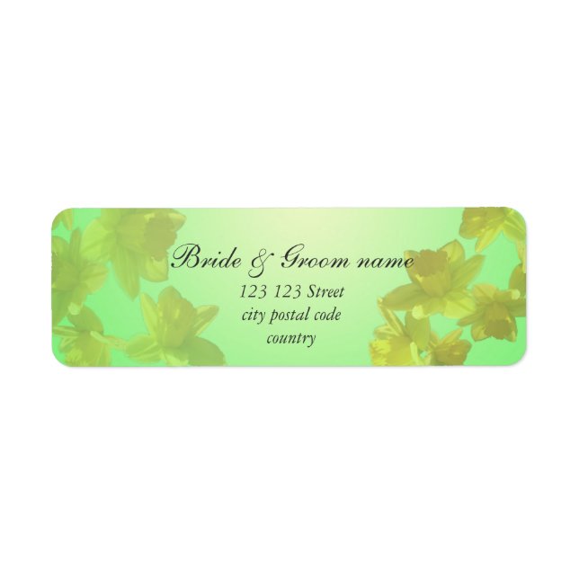 Étiquette Adresse de retour du mariage, fleurs de tulipe jau (Devant)