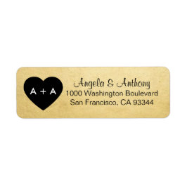 Étiquette Adresse de retour du Mariage Gold Heart Personnali