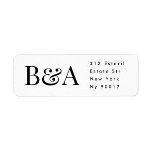 Étiquette adresse de retour du mariage monogramme élégant