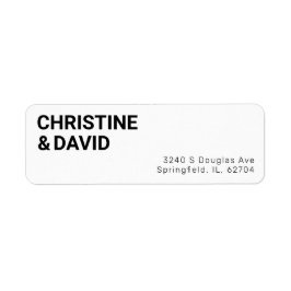 Étiquette Adresse de retour du Mariage noir et blanc minimal