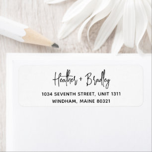 Étiquette Adresse de retour du Mariage noir et blanc minimal