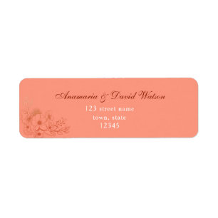 Étiquette Adresse de retour du Mariage Peach