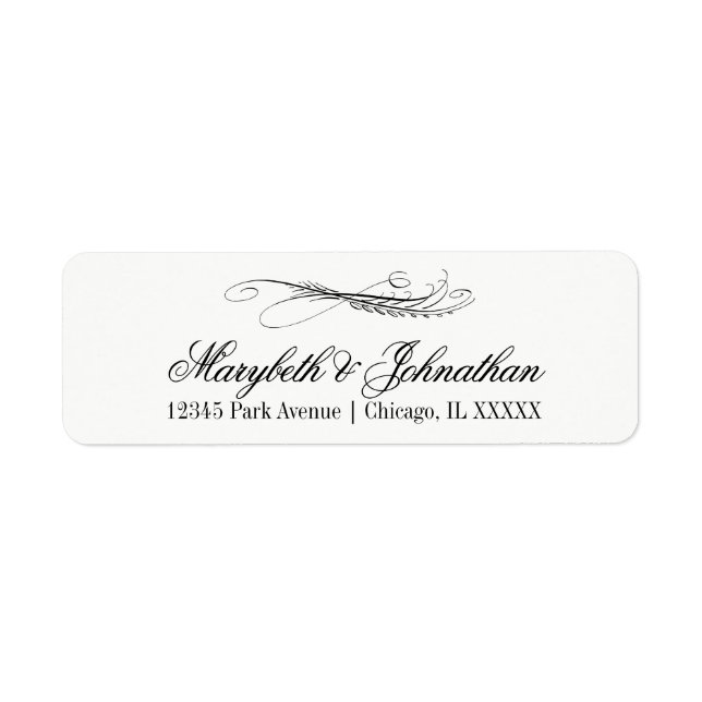 Étiquette Adresse de retour du Mariage Toile & Calligraphie (Devant)