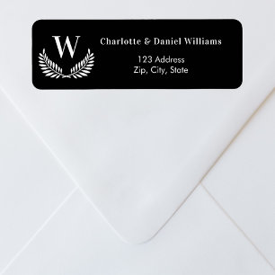 Étiquette Adresse de retour du monogramme de couronne blanch