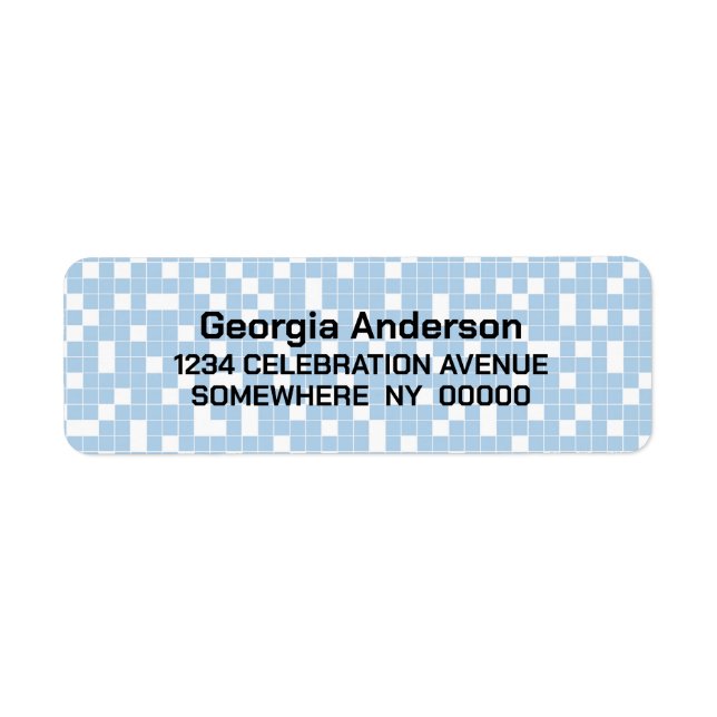 Étiquette Adresse de retour du Motif de chèque en bleu (Devant)