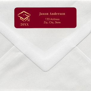 Étiquette Adresse de retour du plafond de graduation or bour