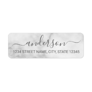 Étiquette Adresse de retour du script de Marbre blanc classi