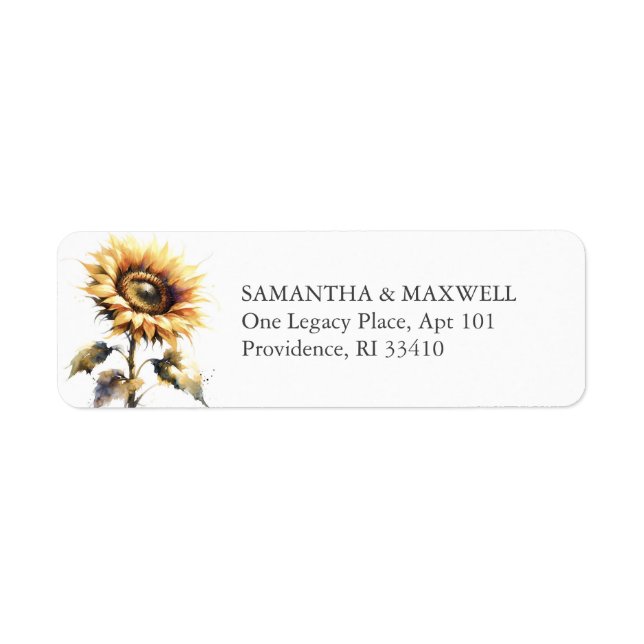 Étiquette Adresse de retour du tournesol (Devant)